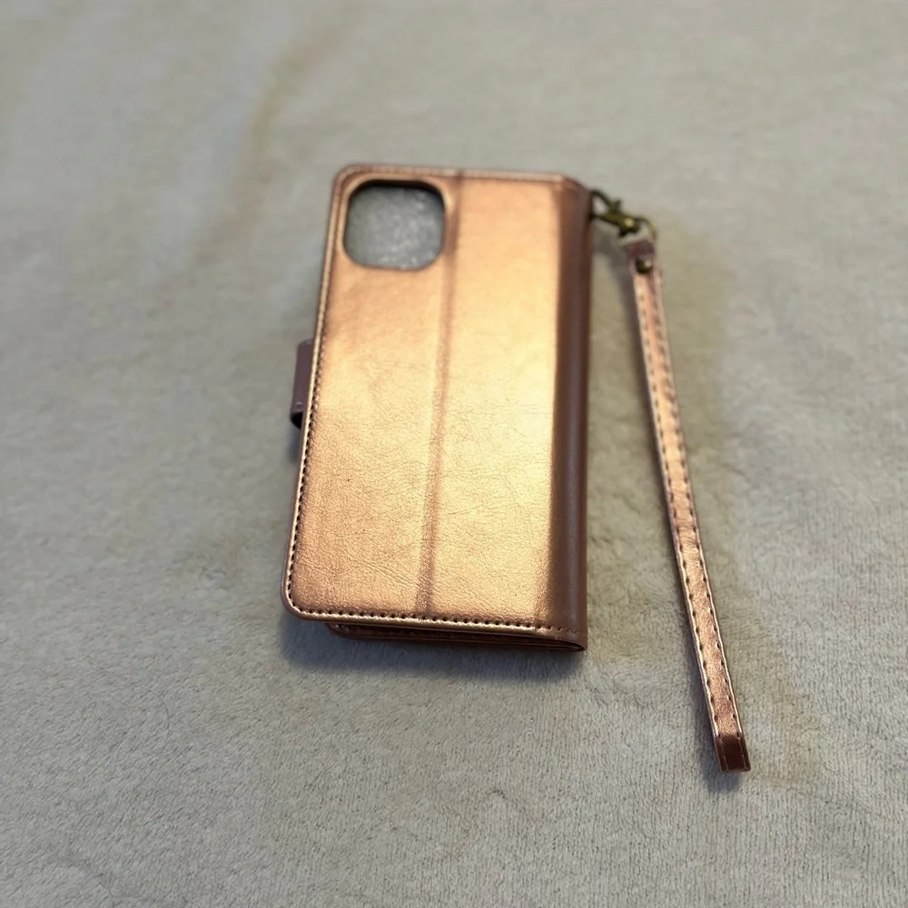 ✨ Rose Gold Wallet Phone Case Wristlet Card Holder iPhone 13 Pro case